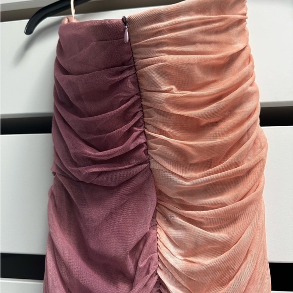 ZARA Sleeveless Split Tone Tie Dye Pink Coral Tulle Dress NWT Size Large - Picture 15 of 16